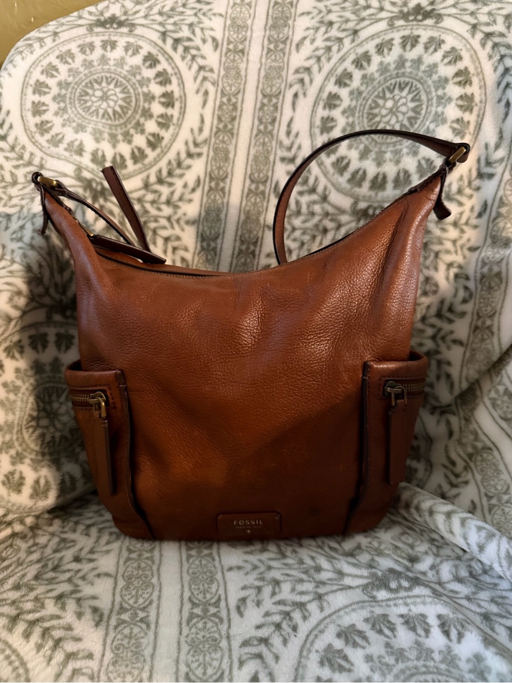 Fossil Emerson Brown Leather Hobo Bag